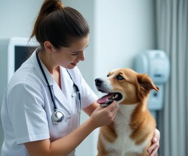 Vétérinaire examinant un chien avec un stéthoscope