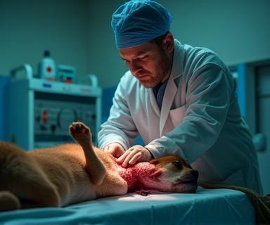Soins vétérinaires d’urgence sur un animal blessé